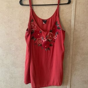 Torrid Burnt Orange Embroidered Tank Blouse Size 1